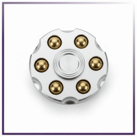 Metal Alloy Revolver Cylinder Fidget Spinner Toy with Detachable Brass Chambers - Premium EDC Desk Accessory for Focus, Calm, and Stress Relief