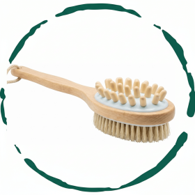 Natural Boar Bristle Wooden Bath and Body Massage Brush with Long Handle - Eco-Friendly Exfoliating Back Scrubber for Shower